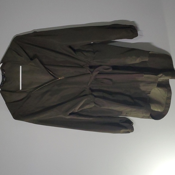 HYFVE Jackets & Blazers - Hyfve jacket women's size large green long modest zippered fabric hooded cinch